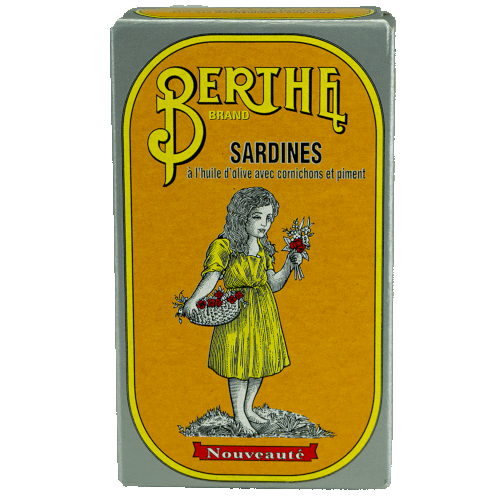 Berthe - Sardiner i olivenolie, med syltede agurker og piri piri